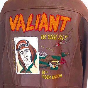 Vintage 18th Tiger Division Leather Bomber Jacket - Size M 38/40 - W XL